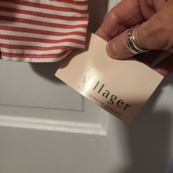 VTG NWT Liz Claiborne Button Blouse Candy Stripe Red White Sz 16 Sunstredmt - Picture 3 of 6